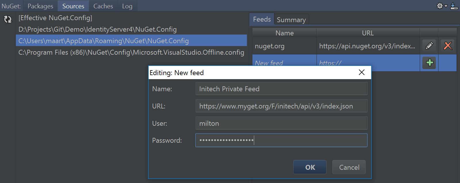 nuget private feed support