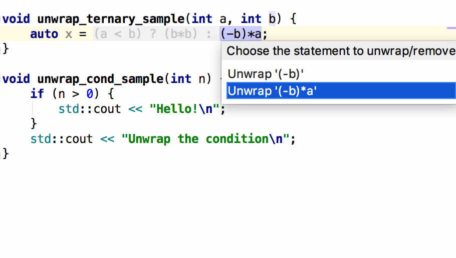 unwrap code blocks in CLion