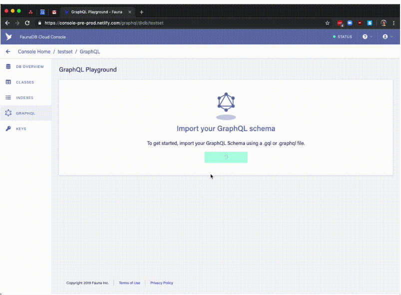 Importing a GraphQL schema into the Fauna console