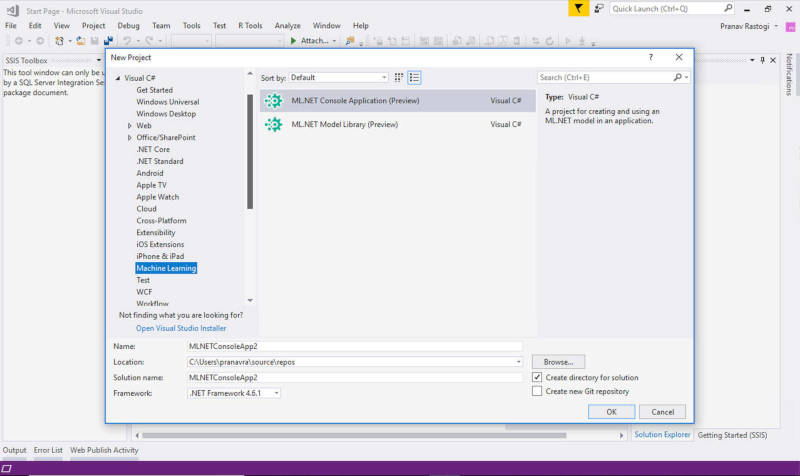 ml templates for Visual Studio