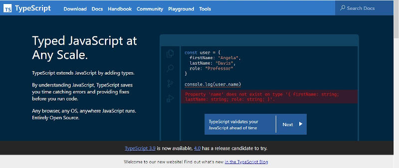 Announcing the new TypeScript Website - TypeScript