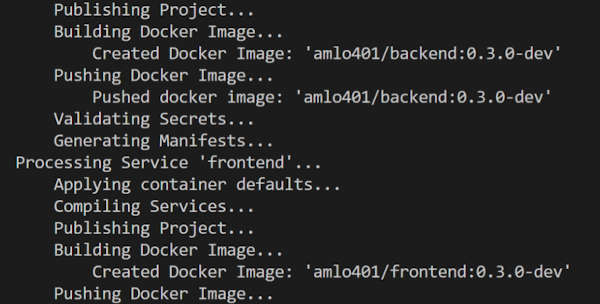 tye deploy building images
