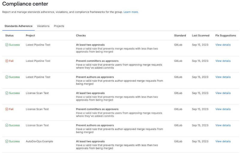 gitlab compliance report